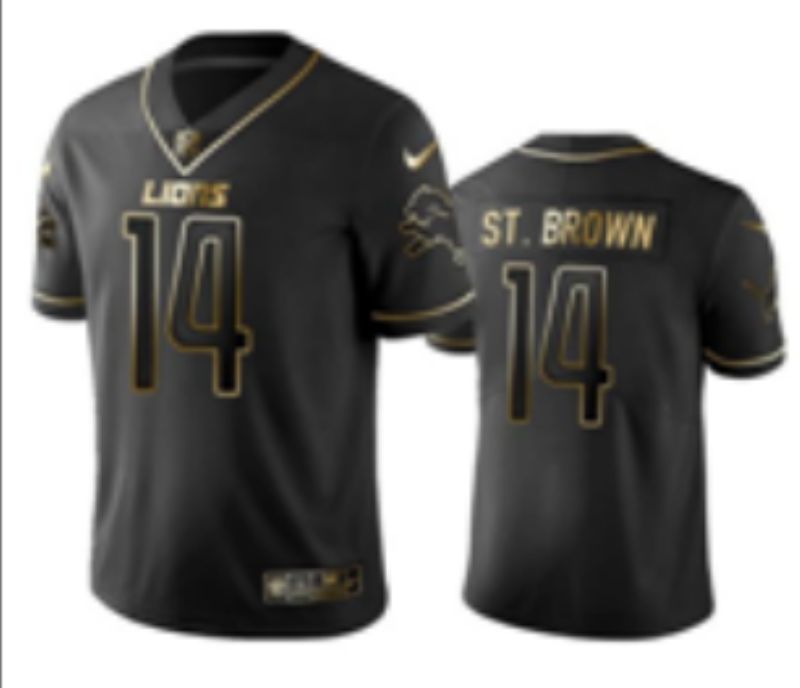 Men 2025 Detroit Lions Nike 14 St.brown Black Limited NFL Jersey 002